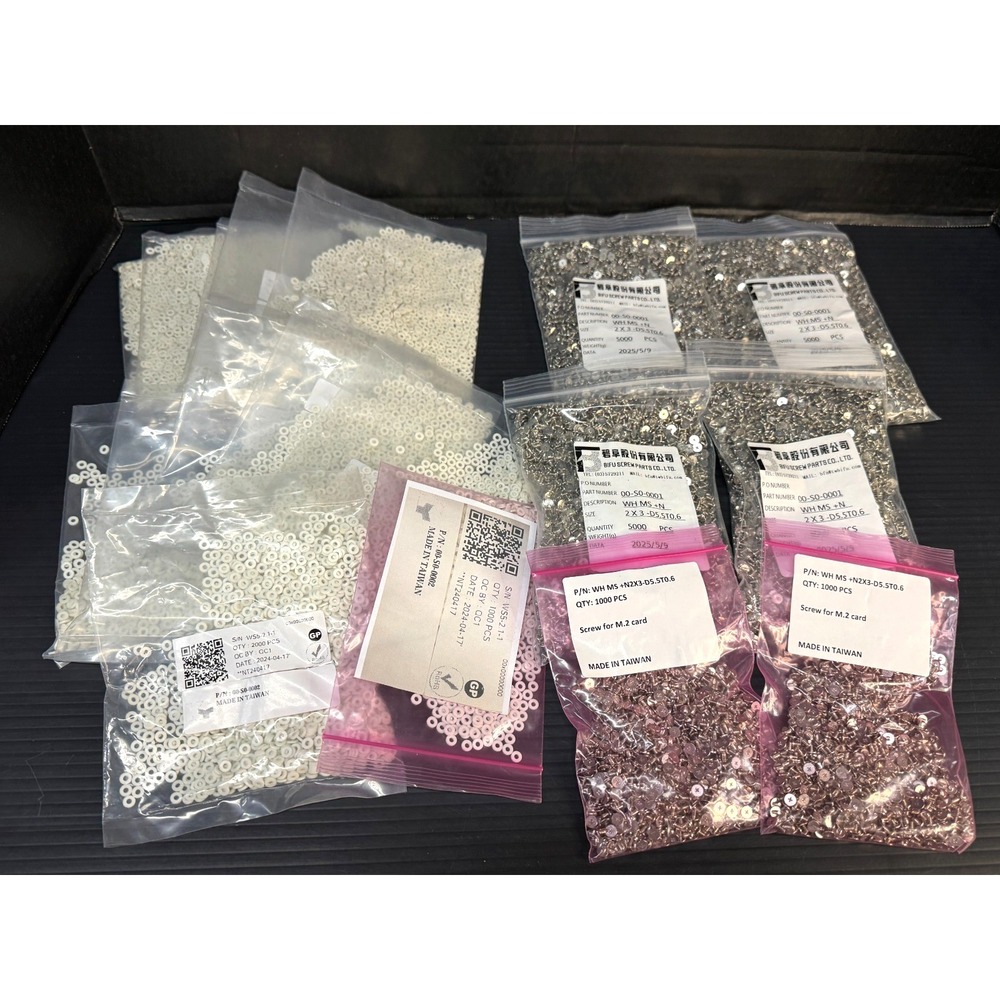 21,000 M.2 SSD Mounting Screws + 23,000 Nylon Washers Bulk Lot 44,000 PCS